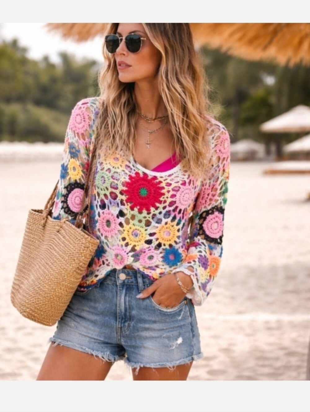 RAT AND BOA CROCHET BOHO BOHEMIAN PULLOVER SWEATER